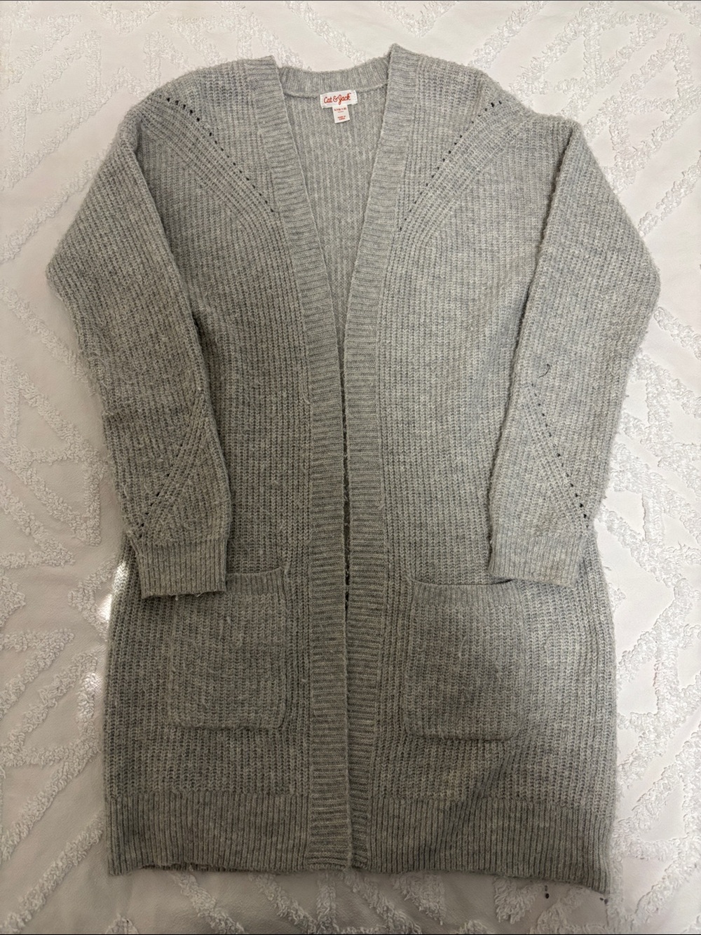 Cat & Jack Gray Knit Open-Front Cardigan